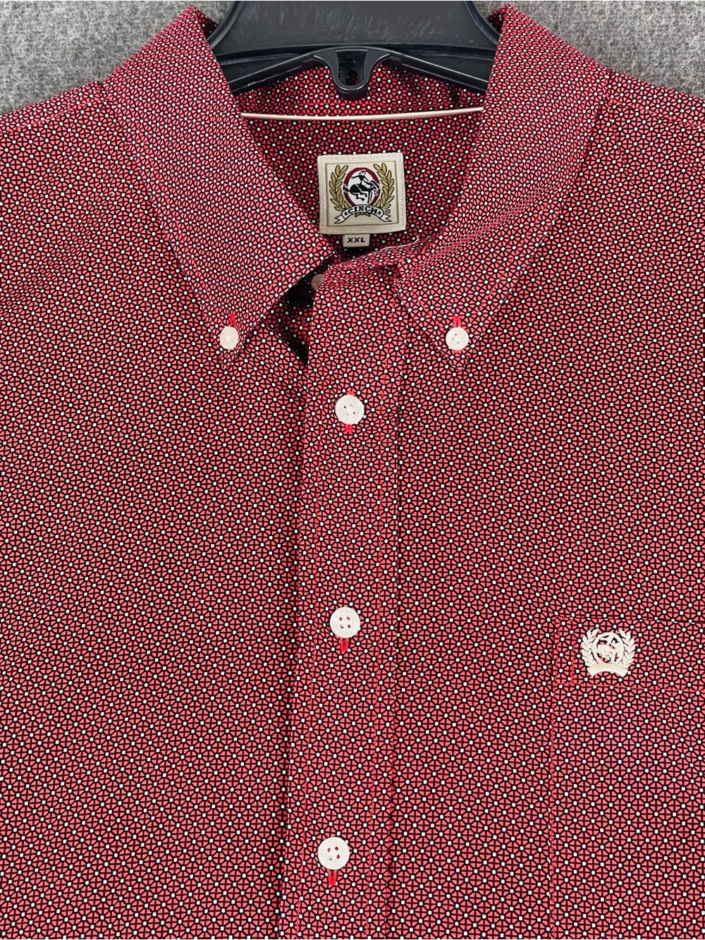 Cinch Button Down Western Long Sleeve Shirt Mens 2XL Burgundy Silver Geometric